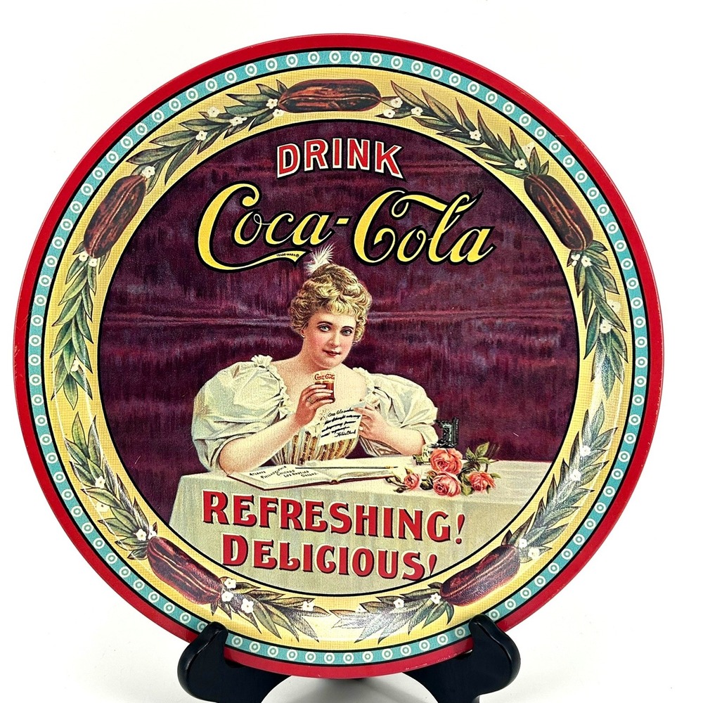 VTG Coca-Cola 75th Anniversary Commemorative Tin Red Tray Hilda Clark LOW NUMBER